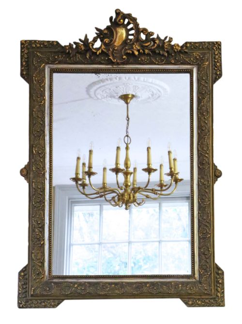 Antique Rare Large Fine Quality French 19th Century Gilt Mirror