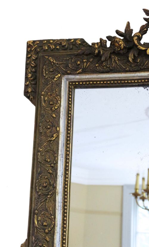 fig 1. ANTIQUE RARE LARGE FINE QUALITY FRENCH 19TH CENTURY GILT MIRROR