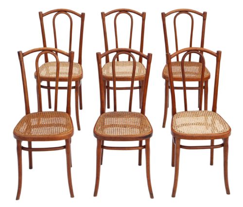 Antique Quality Set of 6 Victorian Thonet Bentwood Beech Dining Chairs Early 20th Century