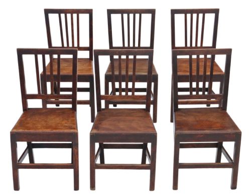 Antique Quality Set of 6 Victorian Elm Dining Chairs 19th Century