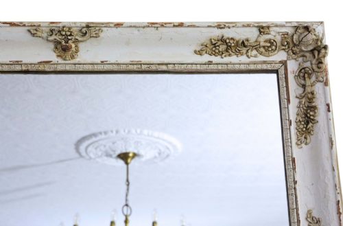ANTIQUE LARGE QUALITY FRENCH WHITECREAM OVERMANTLE MIRROR 19TH CENTURY - ADDITIONAL PHOTO 3