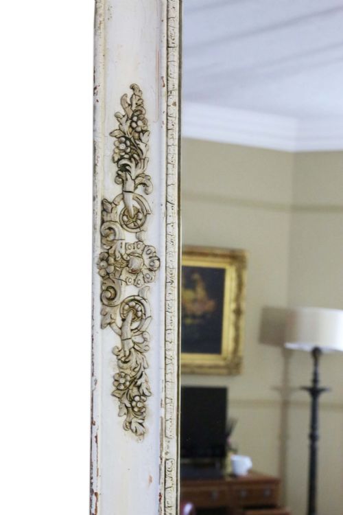 ANTIQUE LARGE QUALITY FRENCH WHITECREAM OVERMANTLE MIRROR 19TH CENTURY - ADDITIONAL PHOTO 6