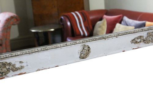 ANTIQUE LARGE QUALITY FRENCH WHITECREAM OVERMANTLE MIRROR 19TH CENTURY - ADDITIONAL PHOTO 7