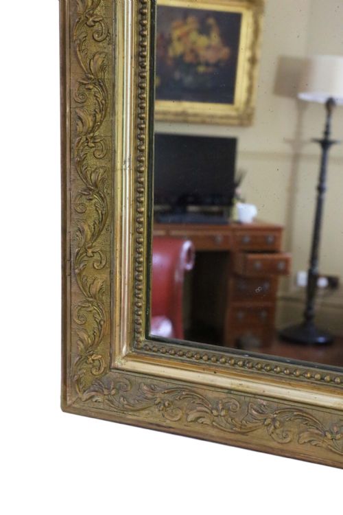 fig 3. ANTIQUE RARE LARGE FINE QUALITY 19TH CENTURY GILT OVERMANTLE MIRROR
