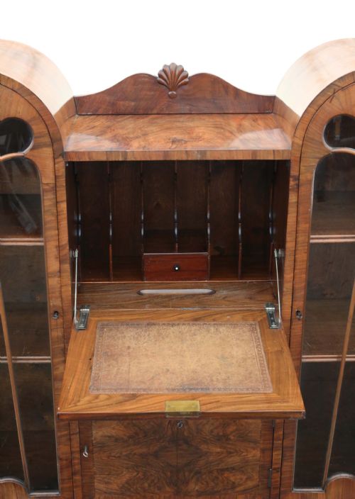 fig 2. ANTIQUE QUALITY WALNUT ART DECO C1920 BUREAU BOOKCASE