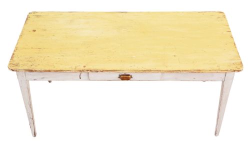 fig 1. ANTIQUE FRENCH PINE AND FRUITWOOD KITCHEN TABLE C1920 WITH DRAWER