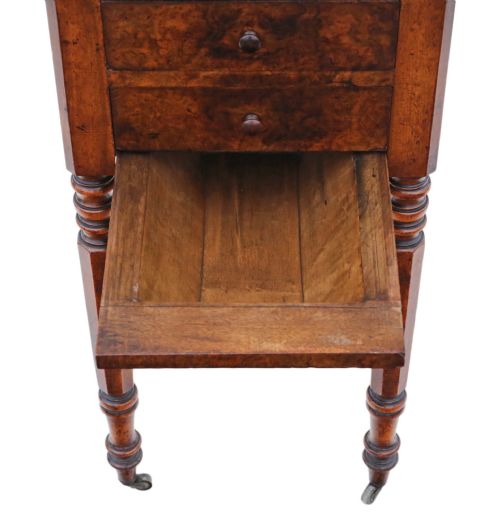 ANTIQUE FINE QUALITY VICTORIAN 19TH CENTURY C1880 BURR WALNUT DROP LEAF WORK TABLE - ADDITIONAL PHOTO 3