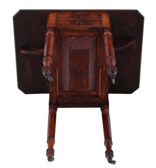 ANTIQUE FINE QUALITY VICTORIAN 19TH CENTURY C1880 BURR WALNUT DROP LEAF WORK TABLE - ADDITIONAL PHOTO 7