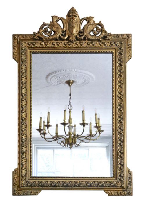 Antique 19th Century Large Quality Gilt  Overmantle Mirror