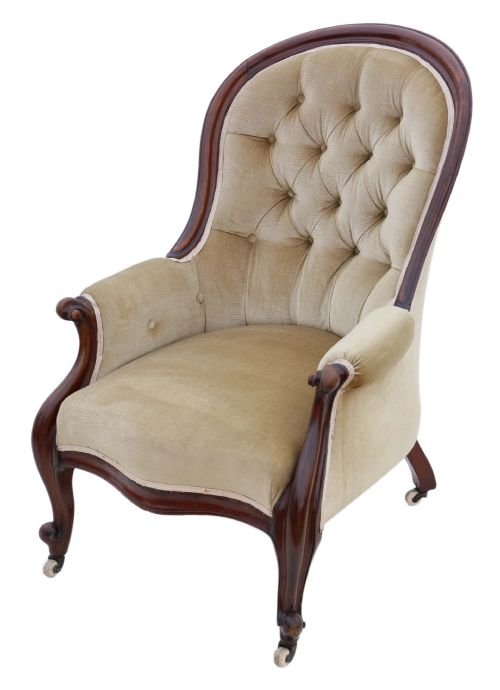 ANTIQUE QUALITY VICTORIAN MAHOGANY SPOONBACK ARMCHAIR C1870