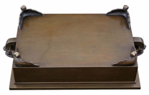 ANTIQUE VINTAGE ORIENTAL JAPANESE LARGE FINE QUALITY BRONZE JARDINIRE PLANTER SUIBAN IKEBANA C1930 - ADDITIONAL PHOTO 7
