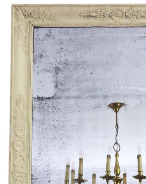 fig 1. Antique large quality French painted wall overmantle mirror 19th Century