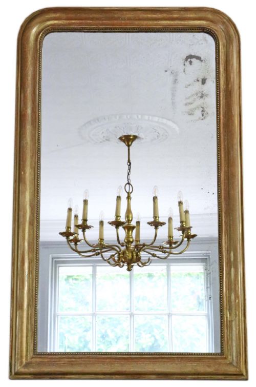 Antique Large 19th Century Quality French Gilt Overmantle Wall Mirror
