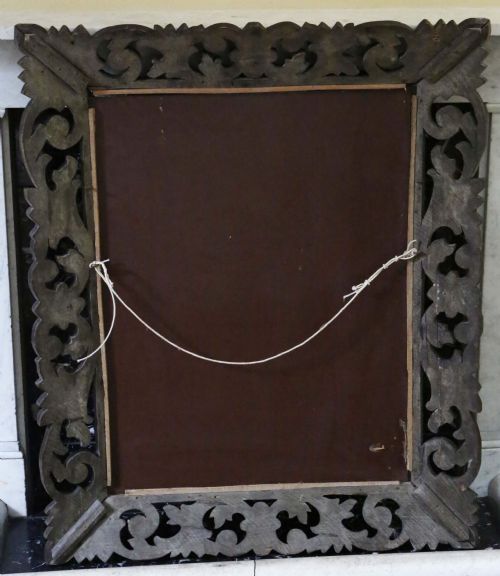 ANTIQUE LARGE C1900 QUALITY FLORENTINE CARVED PADAUK WALL MIRROR OVERMANTLE - ADDITIONAL PHOTO 5