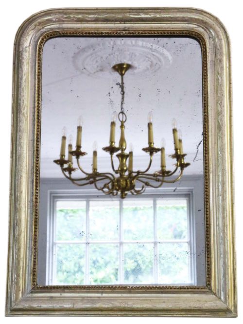 Antique 19th Century Large Quality French Gilt Overmantle Wall Mirror