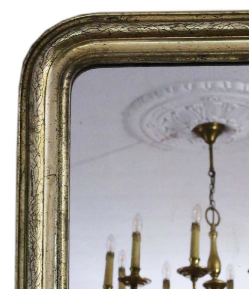fig 1. Antique large quality French 19th Century gilt overmantle wall mirror