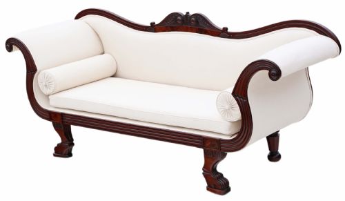 fig 1. Antique very fine quality 19th Century mahogany scroll arm sofa