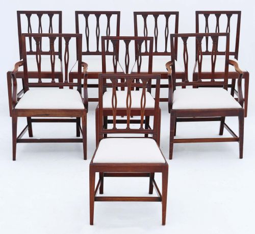 Antique Fine Quality Set of Eight (6 + 2) Georgian Mahogany Dining Chairs C1820