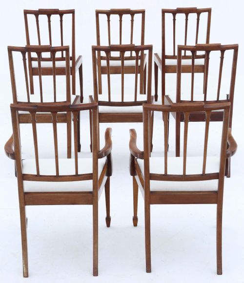 fig 1. Antique fine quality set of eight (6 + 2) Georgian revival mahogany dining chairs C1900