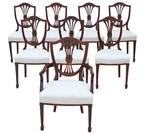 Set of 8 (7 + 1) Mahogany Dining Chairs 19th Century