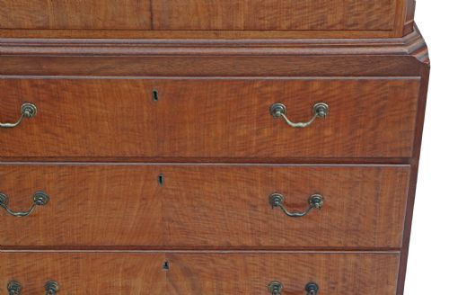 19TH CENTURY INLAID MAHOGANY TALLBOY CHEST ON CHEST OF DRAWERS - ADDITIONAL PHOTO 6