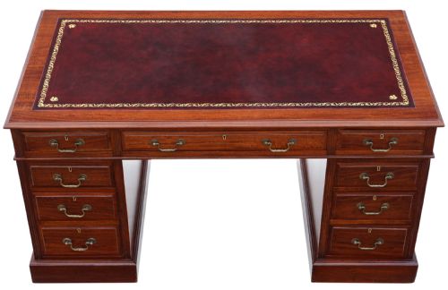 fig 1. Antique quality large Edwardian mahogany twin pedestal desk C1905