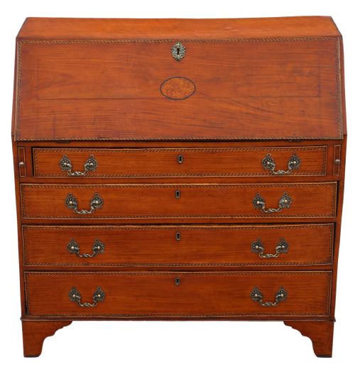 ANTIQUE GEORGIAN 18TH CENTURY SATIN WALNUT BUREAU - ADDITIONAL PHOTO 1