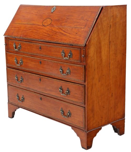 ANTIQUE GEORGIAN 18TH CENTURY SATIN WALNUT BUREAU - ADDITIONAL PHOTO 3