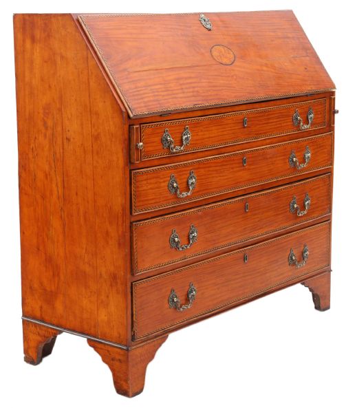 ANTIQUE GEORGIAN 18TH CENTURY SATIN WALNUT BUREAU - ADDITIONAL PHOTO 4