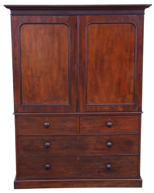 Antique Fine Quality 19th Century Mahogany Linen Press by Edwards and Roberts
