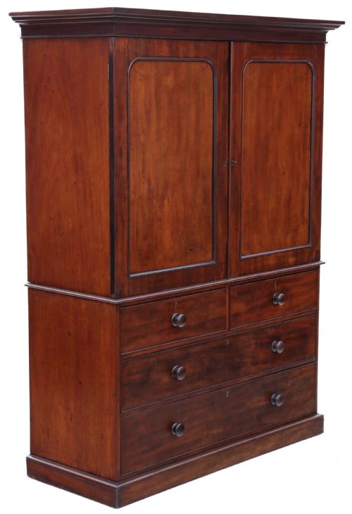 fig 2. Antique fine quality 19th Century mahogany linen press by Edwards and Roberts