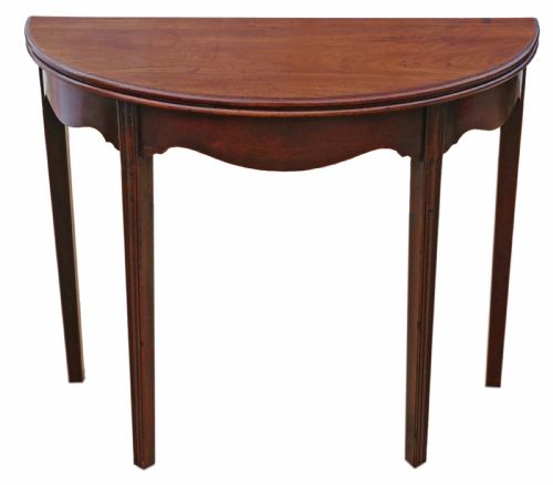 Antique Quality Georgian 18th Century Mahogany Demi-lune Folding Card Tea Console Table