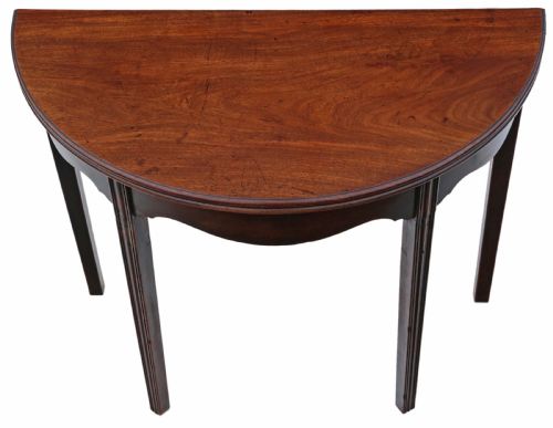 fig 1. Antique quality Georgian 18th Century mahogany demi-lune folding card tea console table