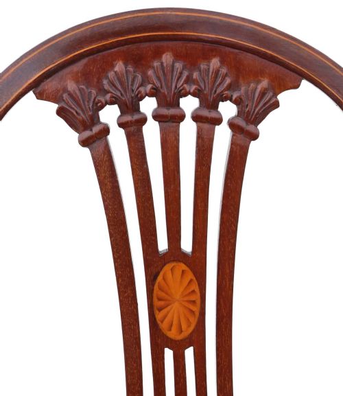 ANTIQUE QUALITY PAIR OF GEORGIAN REVIVAL INLAID MAHOGANY DINING SIDE HALL BEDROOM CHAIRS C1910 - ADDITIONAL PHOTO 3