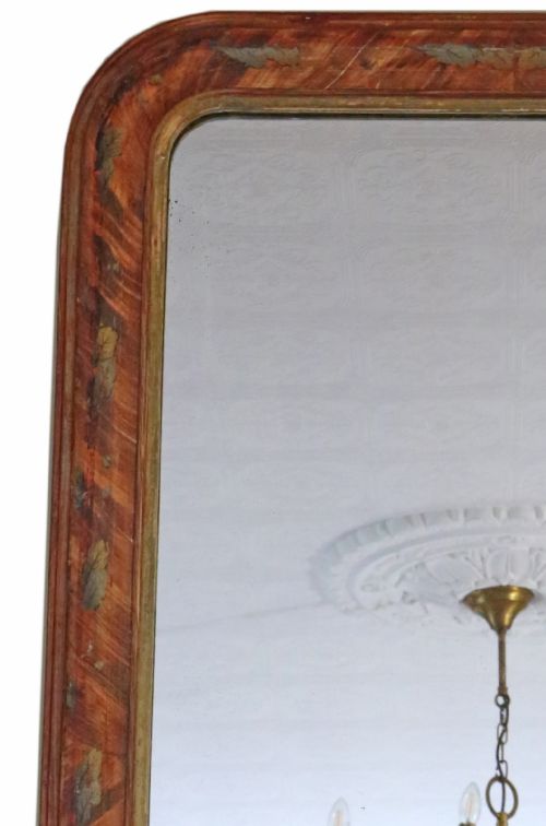 ANTIQUE LARGE QUALITY DECORATED OVERMANTLE MIRROR 19TH CENTURY - ADDITIONAL PHOTO 1