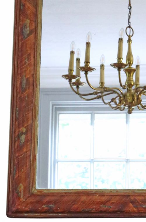 ANTIQUE LARGE QUALITY DECORATED OVERMANTLE MIRROR 19TH CENTURY - ADDITIONAL PHOTO 3