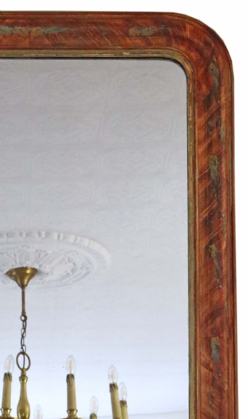ANTIQUE LARGE QUALITY DECORATED OVERMANTLE MIRROR 19TH CENTURY - ADDITIONAL PHOTO 5