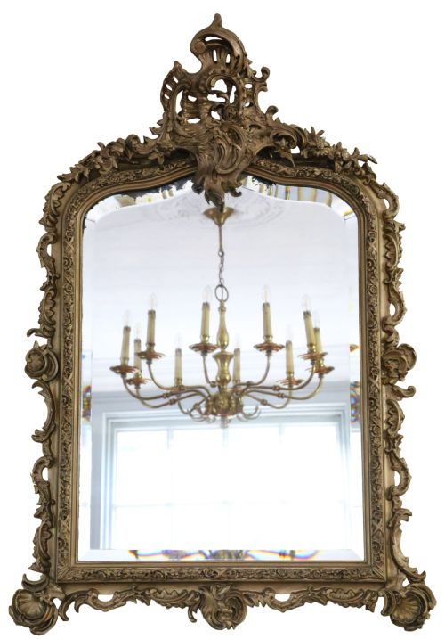 Antique Large Fine Quality Decorative Gilt Overmantle Mirror 19th Century
