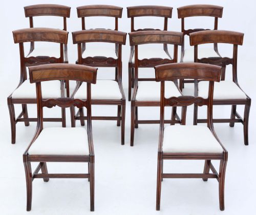 Antique Fine Quality Set of 10 Early 19th Century Regency Mahogany Dining Chairs