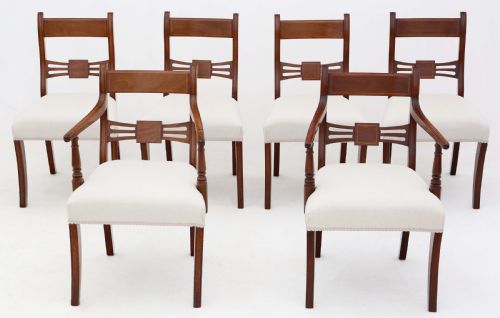 Antique Quality Set of 6 (4 Plus 2) 19th Century Mahogany Dining Chairs