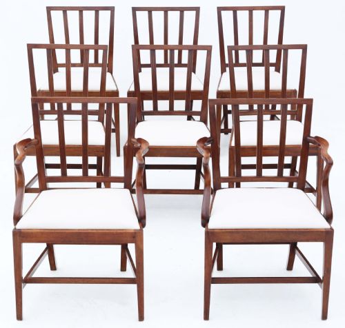 Antique Fine Quality Set of Eight (6 Plus 2) Early 19th Century Regency Mahogany Dining Chairs