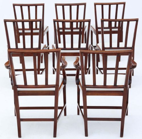 fig 1. Antique fine quality set of eight (6 plus 2) early 19th Century Regency mahogany dining chairs