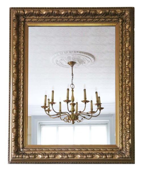 Antique Large Fine Quality 19th Century Gilt Overmantle Wall Mirror