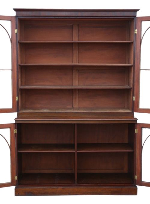 fig 2. Antique very large fine quality 19th Century mahogany glazed bookcase C1850 5' wide