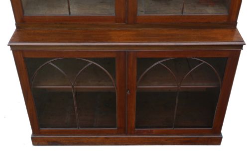 fig 3. Antique very large fine quality 19th Century mahogany glazed bookcase C1850 5' wide