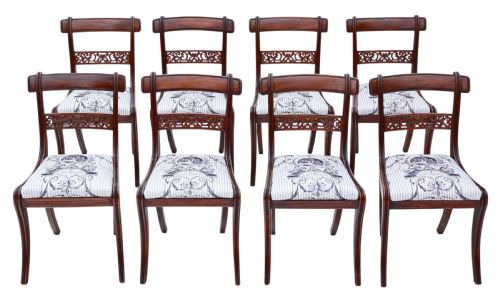Antique Fine Quality Set of 8 Regency Faux Rosewood Dining Chairs 19th Century C1825