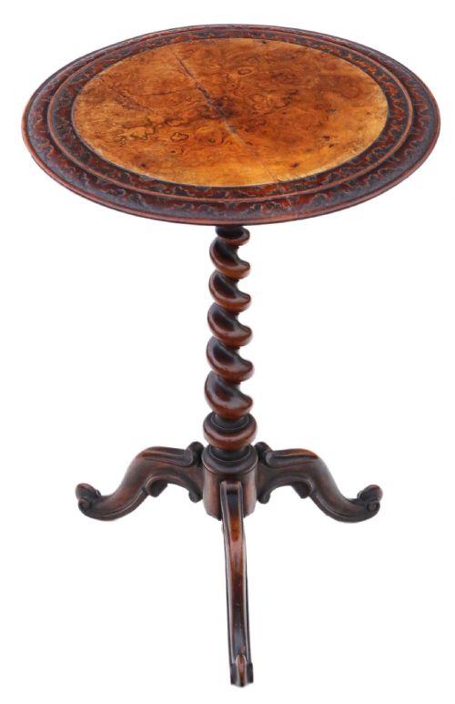 Antique Quality 19th Century Burr Walnut Side Wine Table