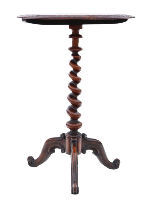 fig 1. Antique quality 19th Century burr walnut side wine table