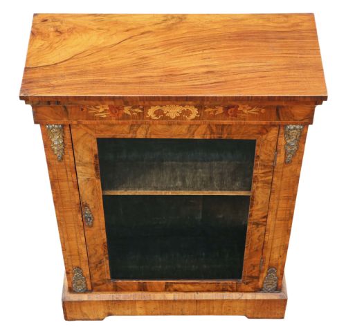 ANTIQUE C1880 QUALITY INLAID BURR WALNUT PIER DISPLAY CABINET C1880 - ADDITIONAL PHOTO 1