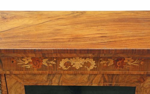 ANTIQUE C1880 QUALITY INLAID BURR WALNUT PIER DISPLAY CABINET C1880 - ADDITIONAL PHOTO 6